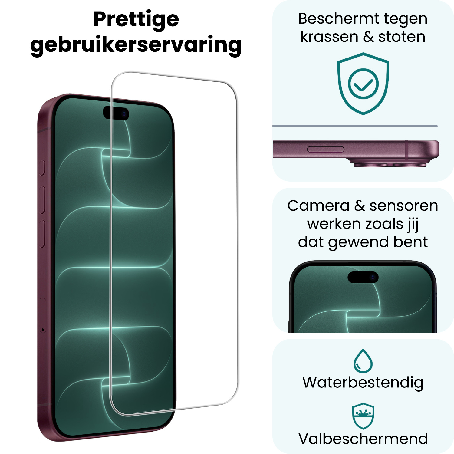 Forterra Forterra iPhone 18 Pro Screenprotector Glas Met Dichte Notch