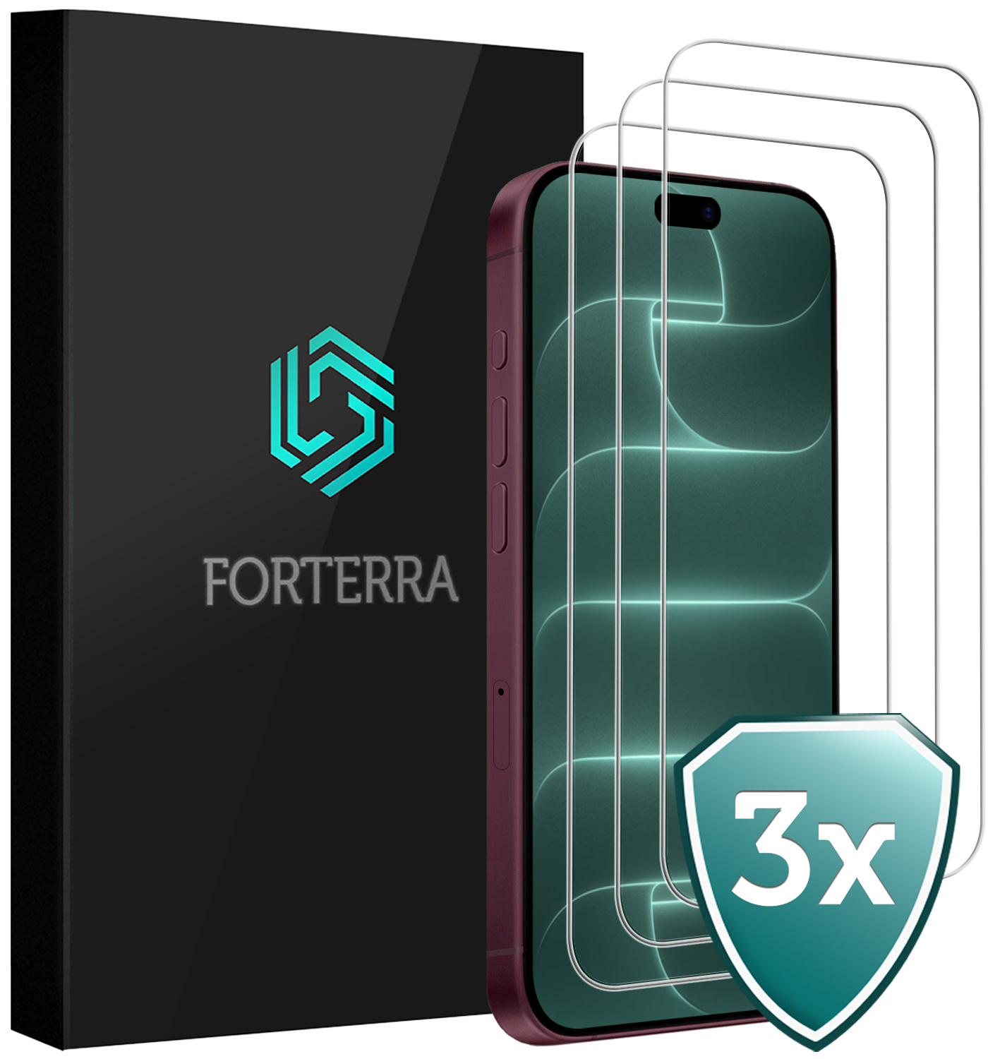 Forterra Forterra iPhone 18 Pro Max Screenprotector Glas Met Dichte Notch - 3 PACK