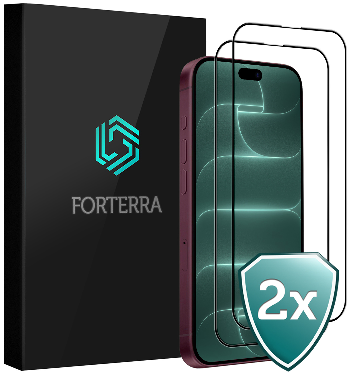 Forterra Forterra iPhone 18 Pro Max Screenprotector Glas Full Cover 2D - 2 PACK