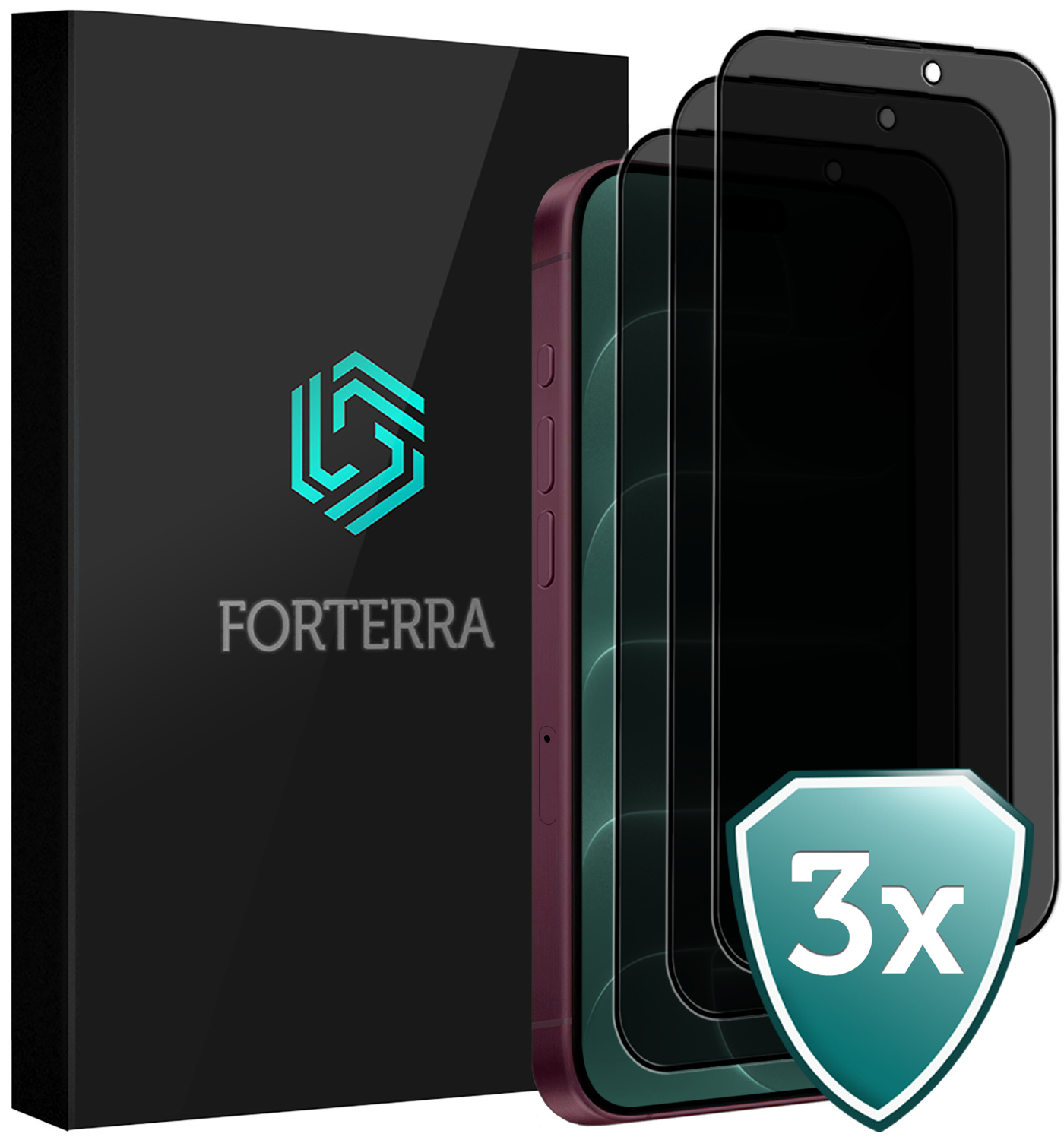 Forterra Forterra iPhone 18 Pro Max Screenprotector Glas Privacy - 3 PACK