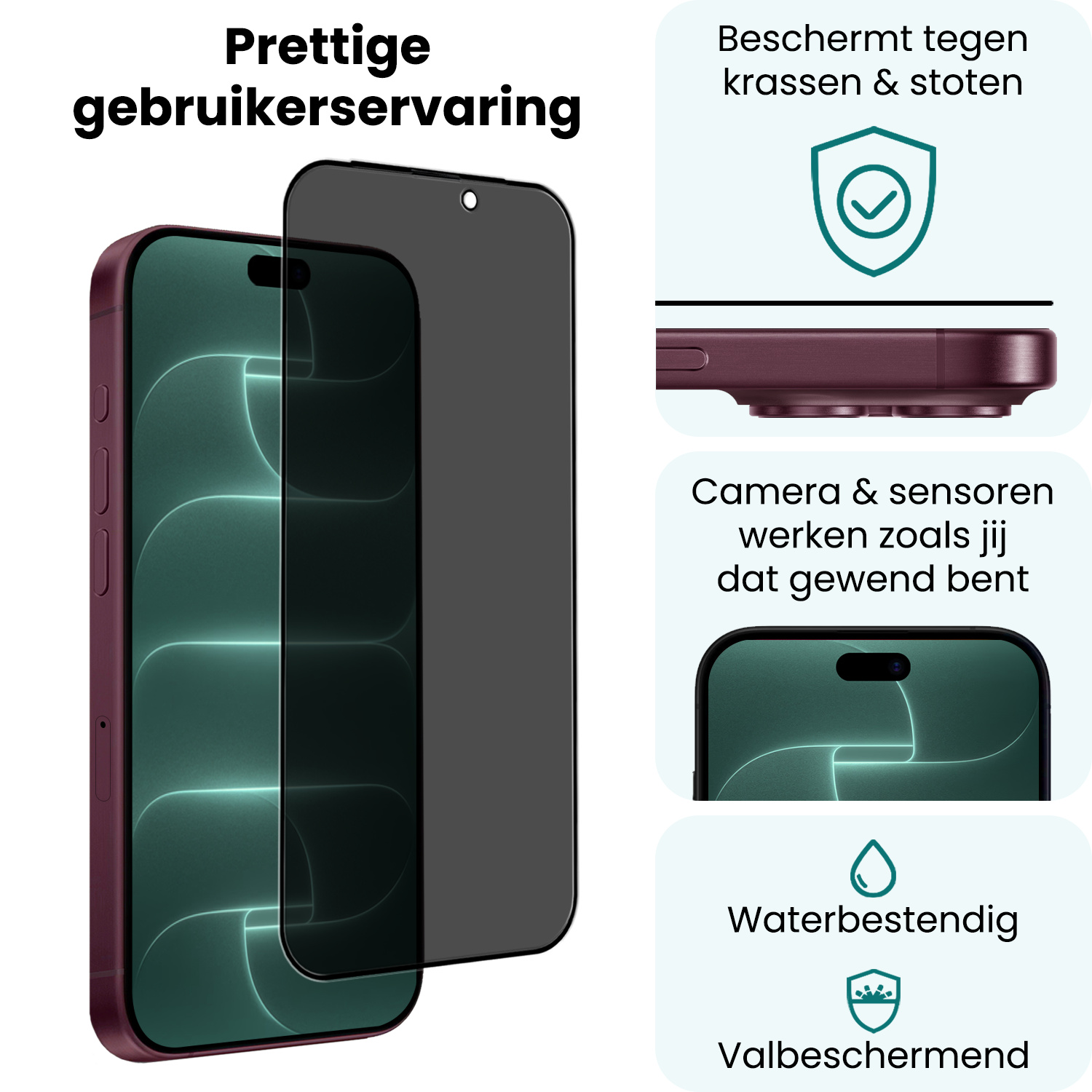 Forterra Forterra iPhone 18 Pro Max Screenprotector Glas Privacy - 3 PACK