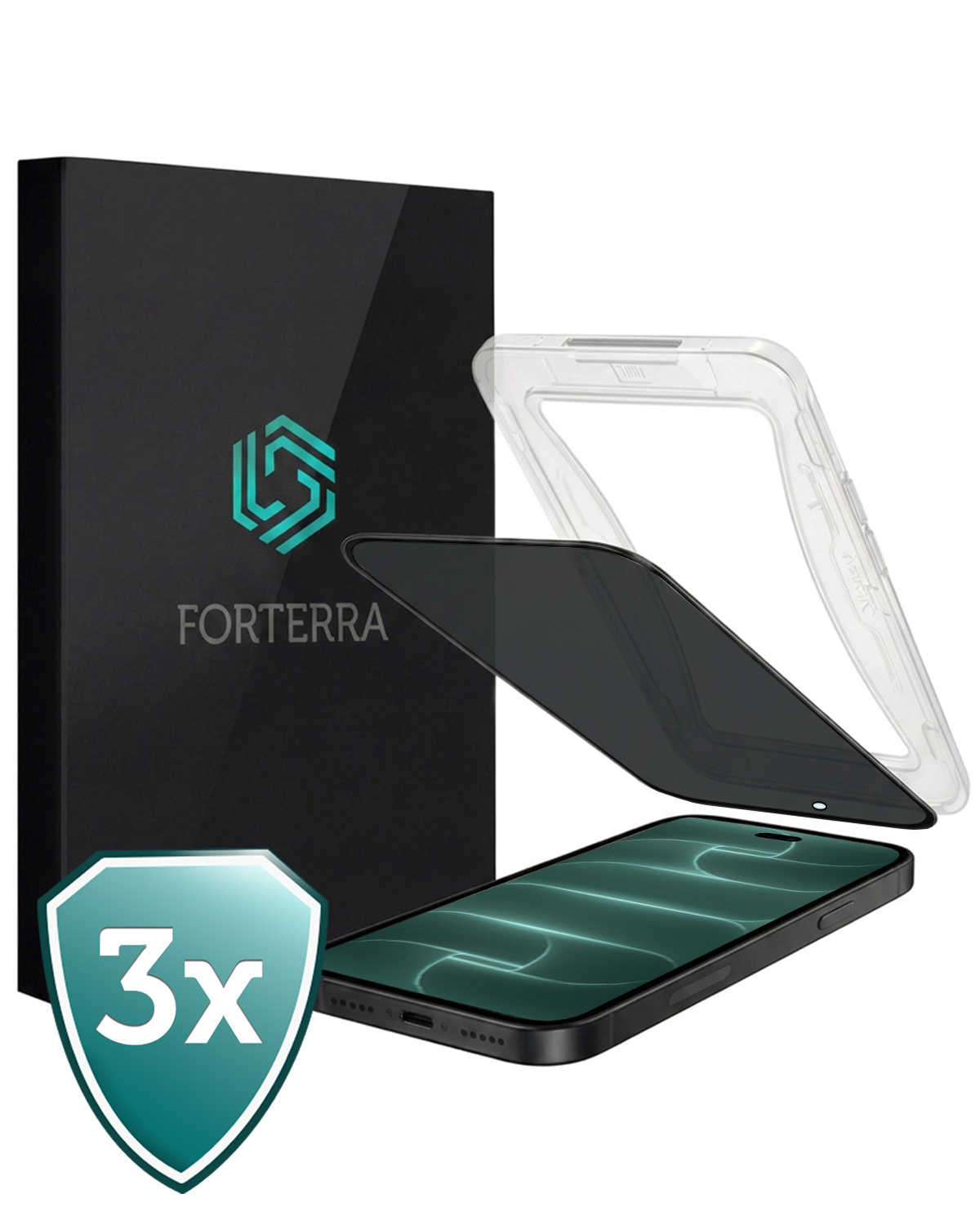 Forterra Forterra iPhone 18 Pro Max Hybrid Privacy Screenprotector - 3 PACK