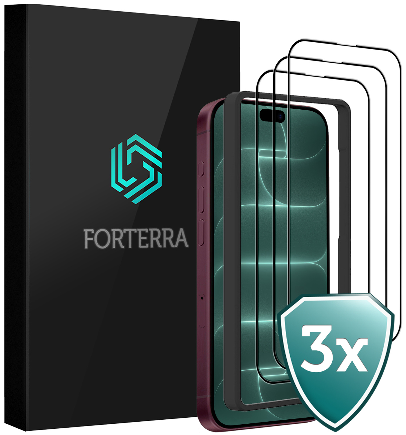 Forterra Forterra iPhone 18 Pro Screenprotector Met Installieframe - 3 PACK