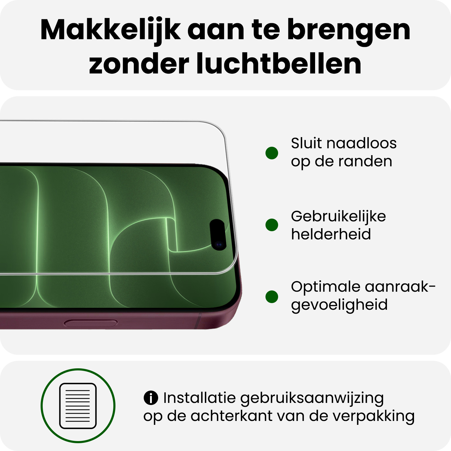 BASEY. BASEY. iPhone 18 Pro Screenprotector Glas Met Dichte Notch - 2 PACK
