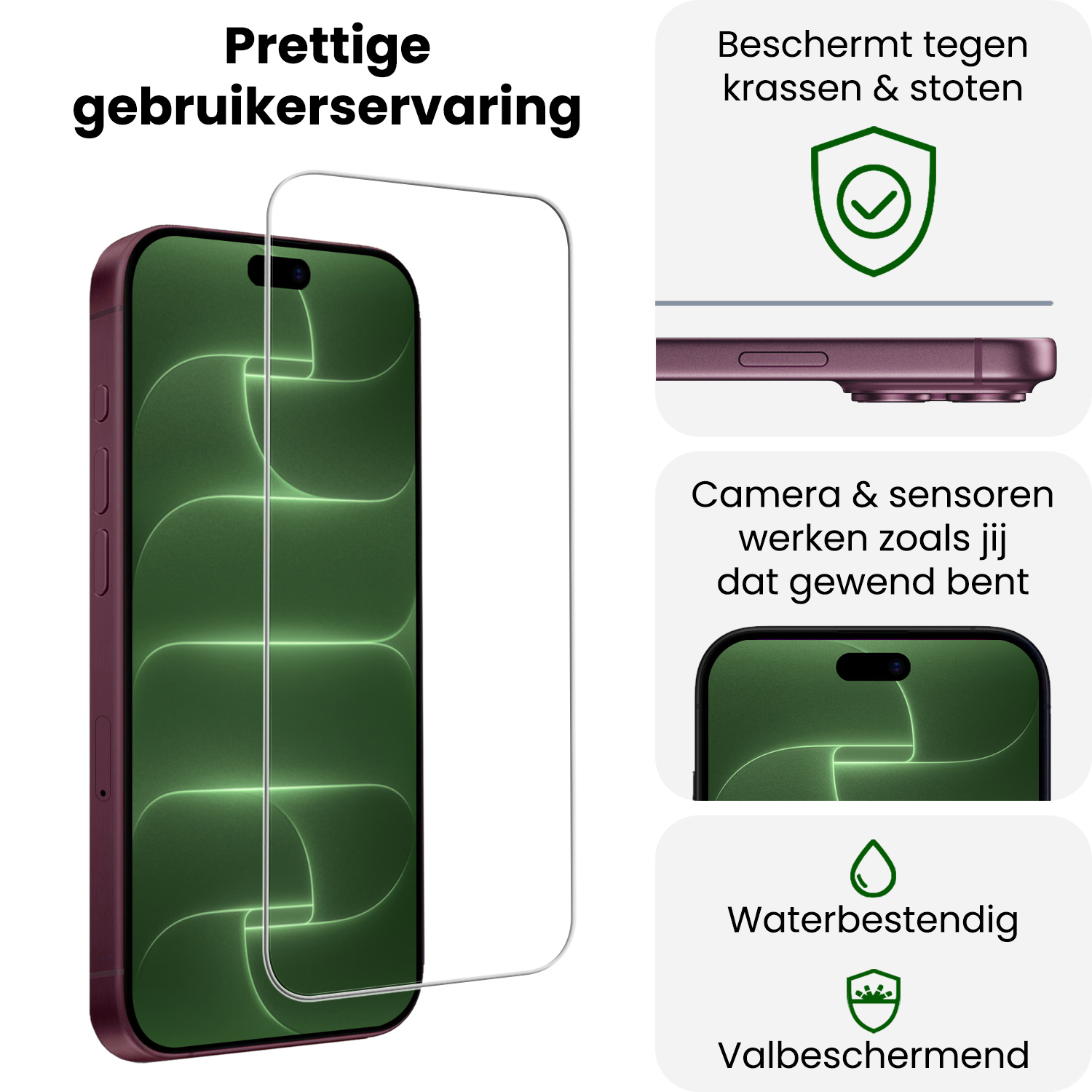 BASEY. BASEY. iPhone 18 Pro Screenprotector Glas Met Dichte Notch - 3 PACK
