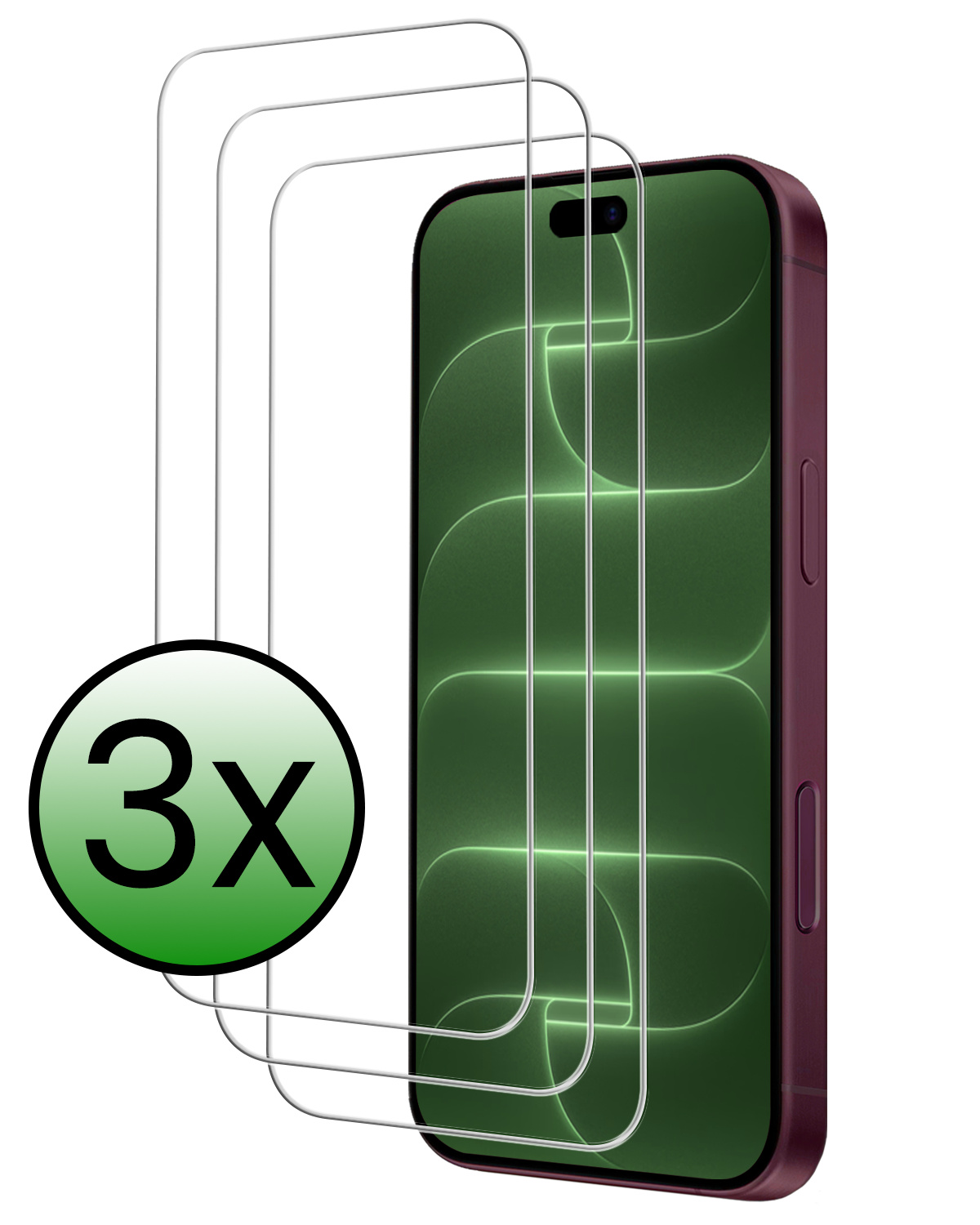 BASEY. BASEY. iPhone 18 Pro Max Screenprotector Glas Met Dichte Notch - 3 PACK
