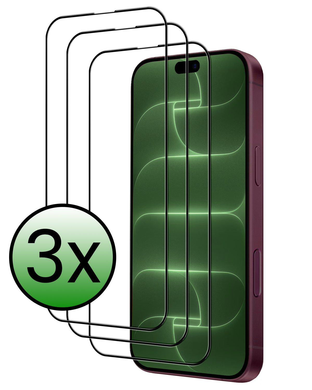 BASEY. BASEY. iPhone 18 Pro Max Screenprotector Glas Full Cover 2D - 3 PACK