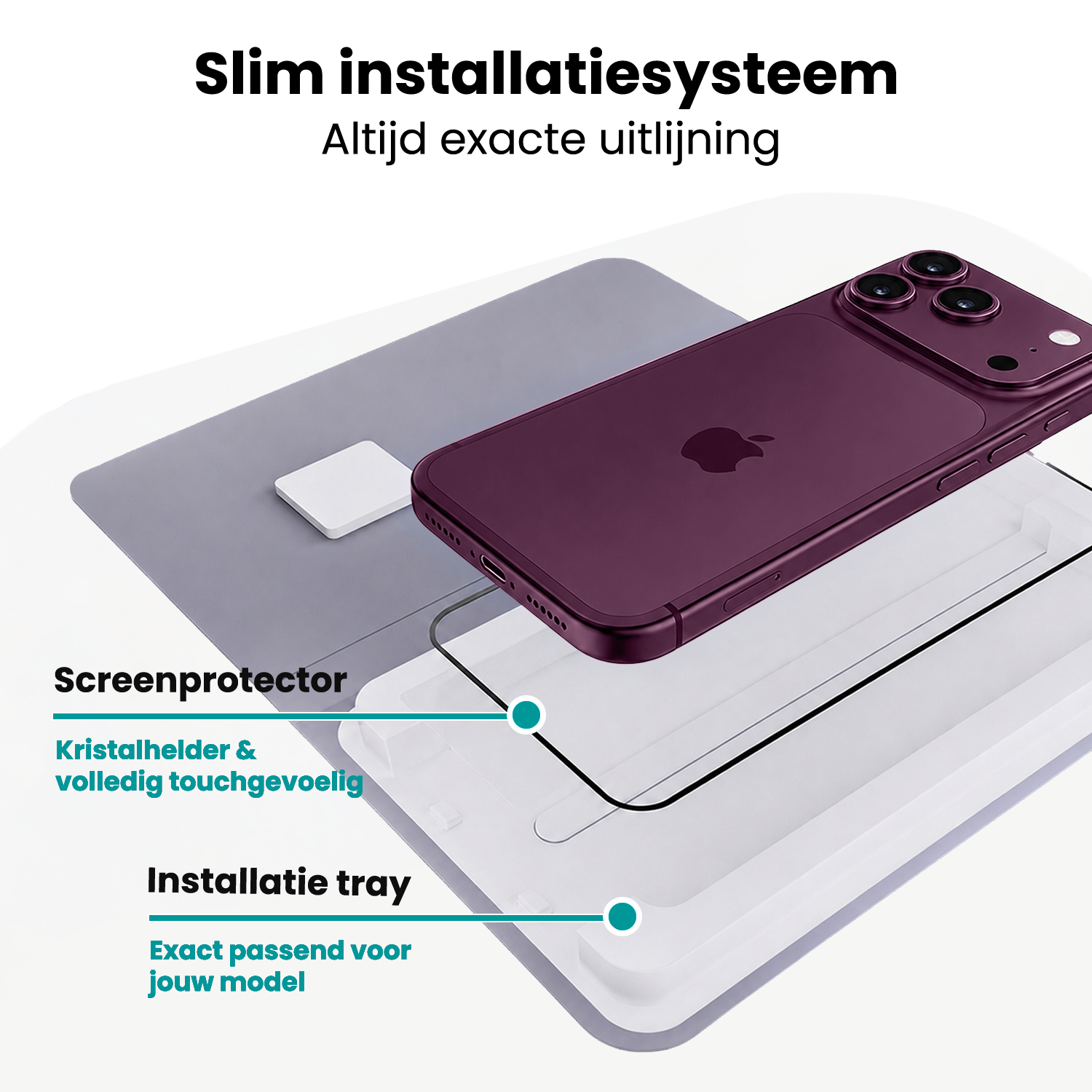 Forterra Forterra iPhone 18 Pro Screenprotector Perfect Fit Kit - 2 PACK