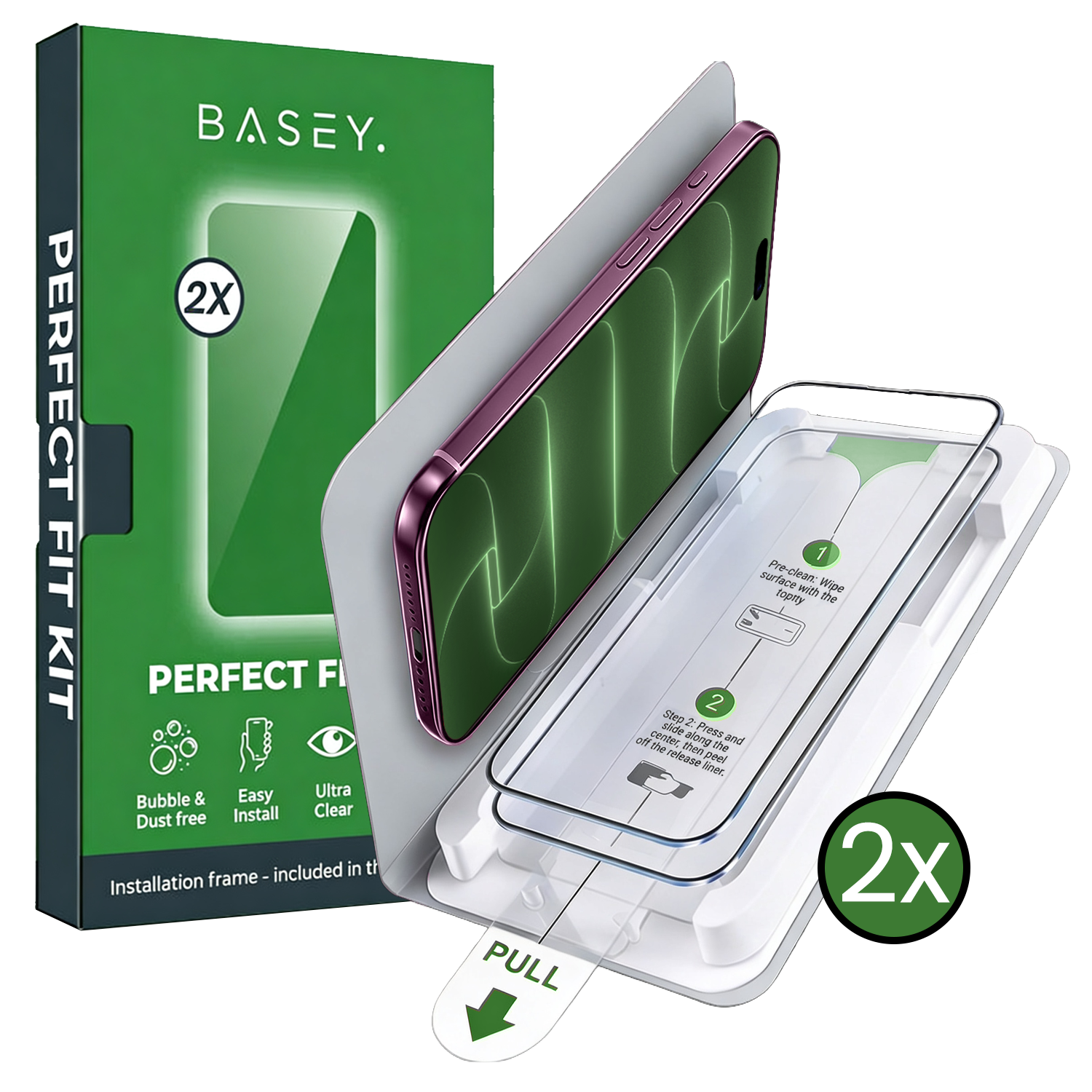 BASEY. BASEY. iPhone 18 Pro Screenprotector Perfect Fit Kit - 2 PACK
