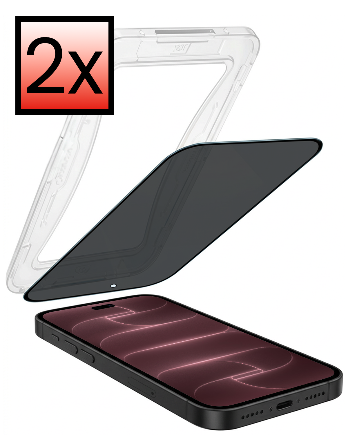 NoXx NoXx iPhone 18 Pro Hybrid Privacy Screenprotector - 2 PACK