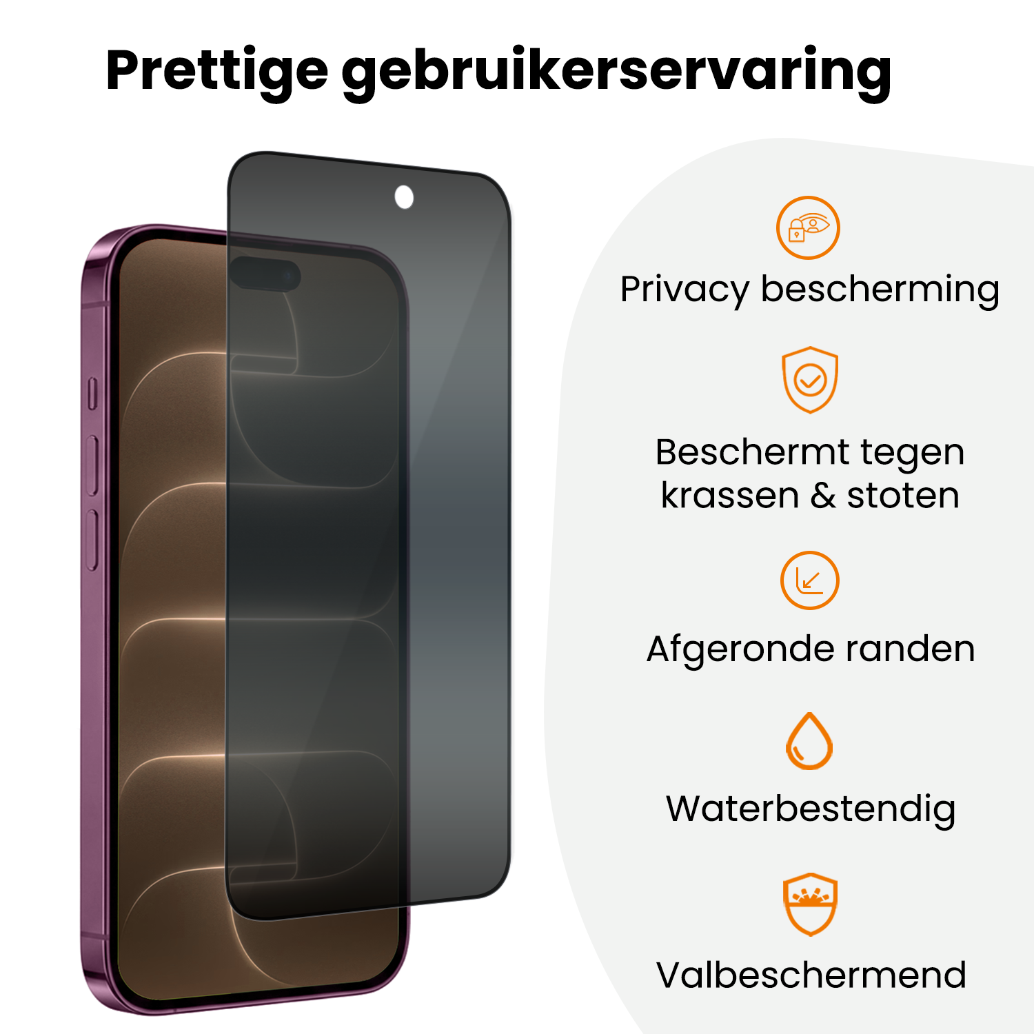 Nomfy Nomfy iPhone 18 Pro Hybrid Privacy Screenprotector - 3 PACK