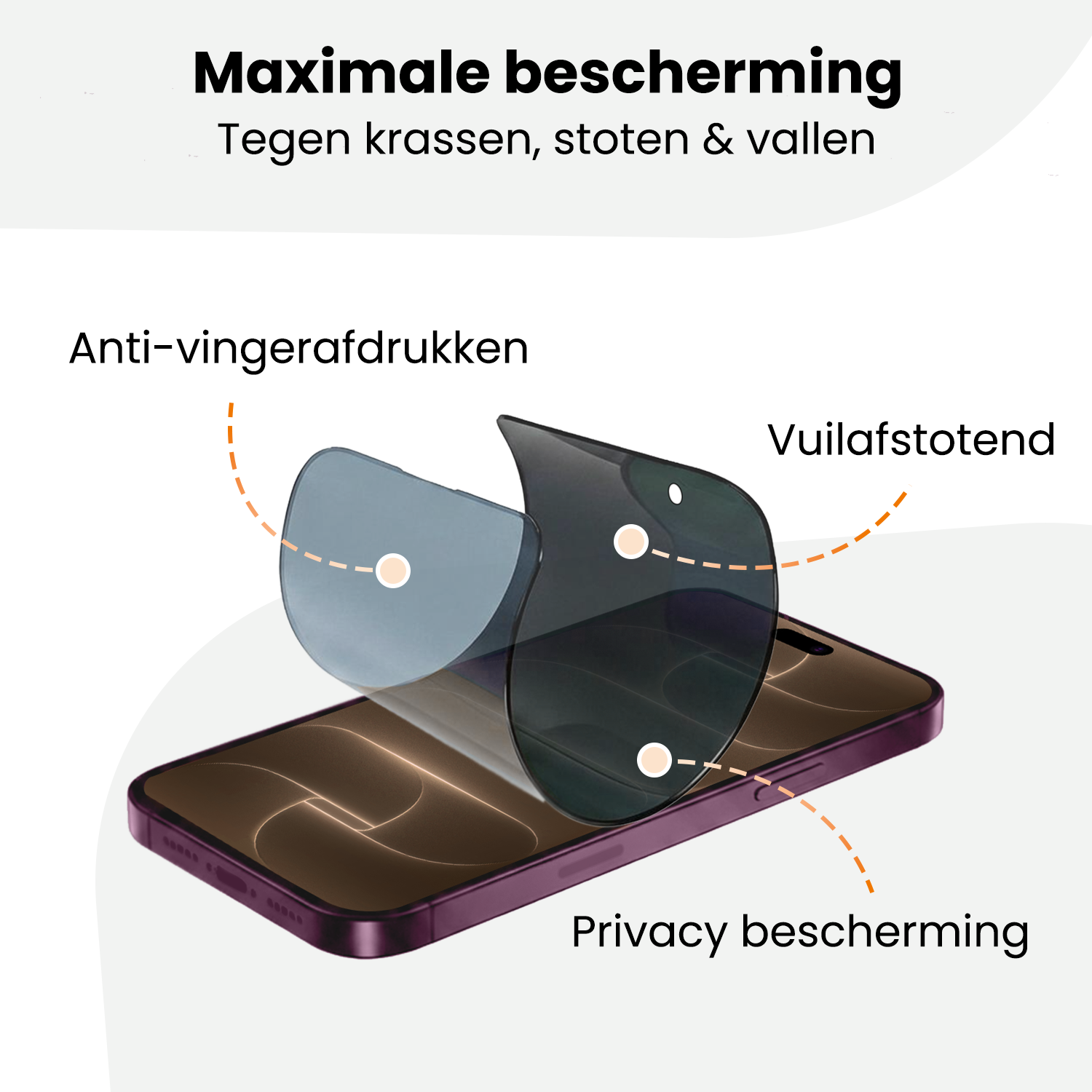Nomfy Nomfy iPhone 18 Pro Max Hybrid Privacy Screenprotector - 3 PACK