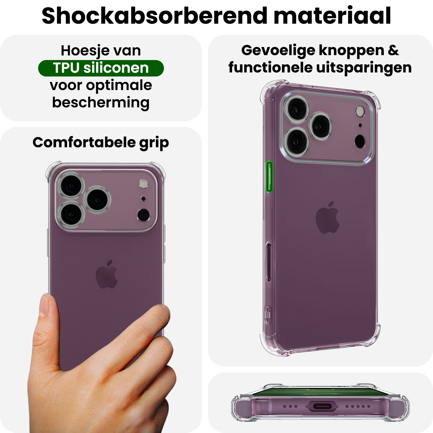 BASEY. BASEY. iPhone 18 Pro Hoesje Shockproof Met Screenprotector Met Dichte Notch