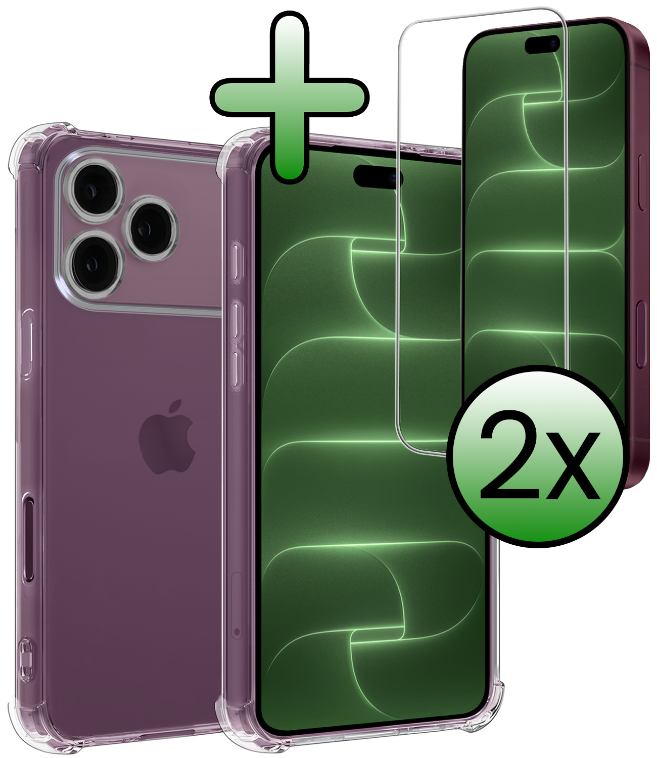 BASEY. BASEY. iPhone 18 Pro Hoesje Shockproof Met 2x Screenprotector Met Dichte Notch