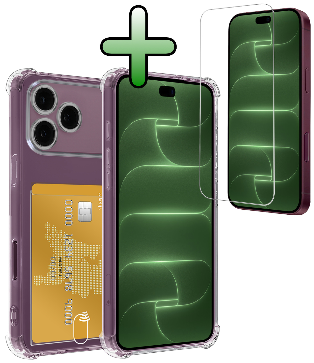 BASEY. BASEY. iPhone 18 Pro Hoesje Pashouder Met Screenprotector