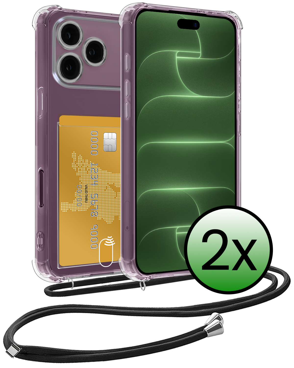 BASEY. BASEY. iPhone 18 Pro Hoesje Pashouder met Koord - 2 PACK