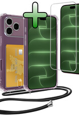 BASEY. BASEY. iPhone 18 Pro Hoesje Pashouder met Koord Met Screenprotector