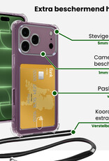 BASEY. BASEY. iPhone 18 Pro Hoesje Pashouder met Koord Met Screenprotector