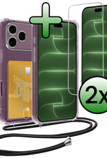BASEY. BASEY. iPhone 18 Pro Hoesje Pashouder met Koord Met 2x Screenprotector