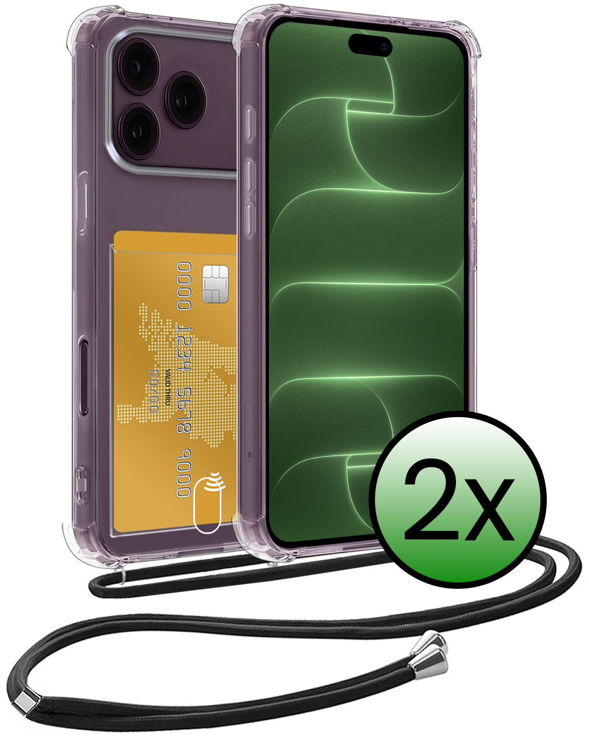BASEY. BASEY. iPhone 18 Pro Max Hoesje Pashouder met Koord - 2 PACK