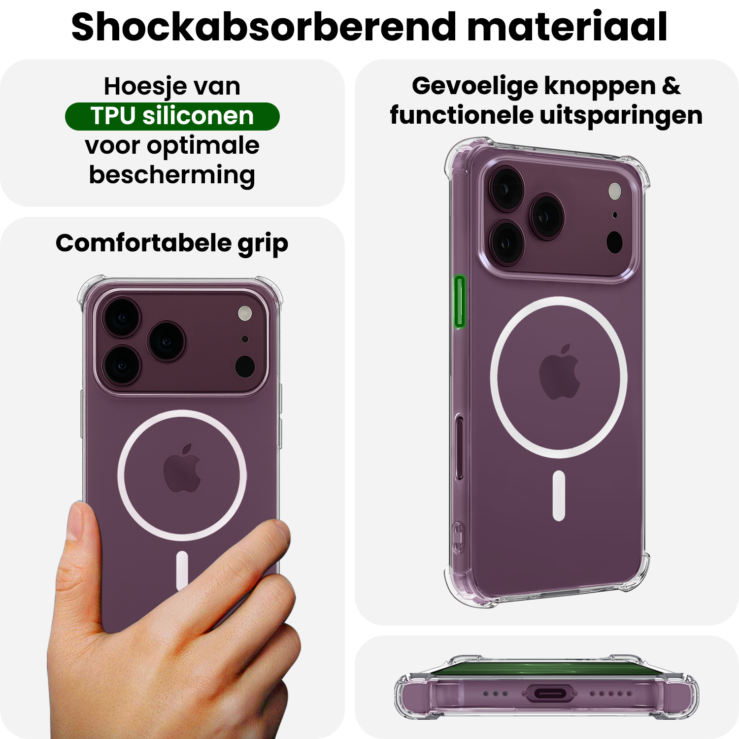 BASEY. BASEY. iPhone 18 Pro Magsafe Hoesje Transparant Met 2x Screenprotector
