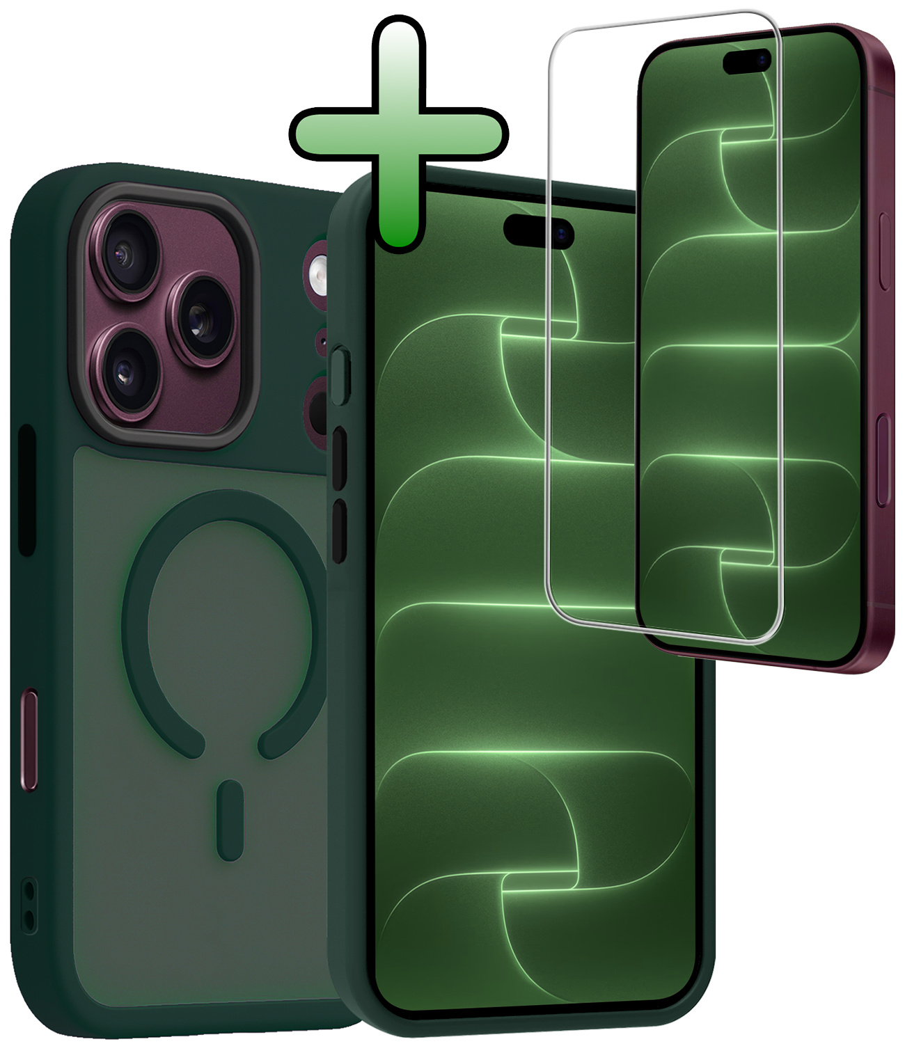 BASEY. BASEY. iPhone 18 Pro Magsafe Hoesje Donkergroen Met Screenprotector