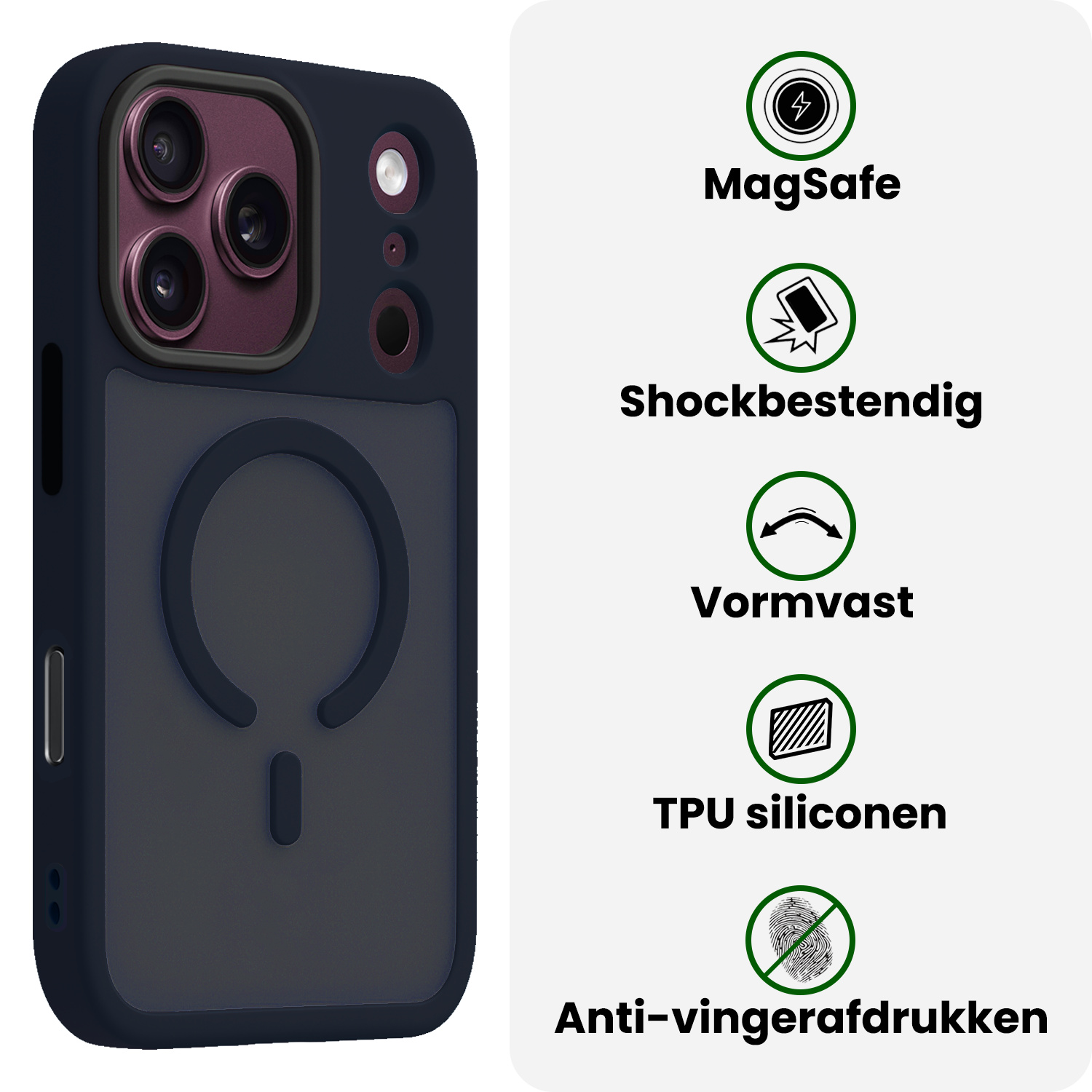 BASEY. BASEY. iPhone 18 Pro Magsafe Hoesje Donkerblauw Met 2x Screenprotector