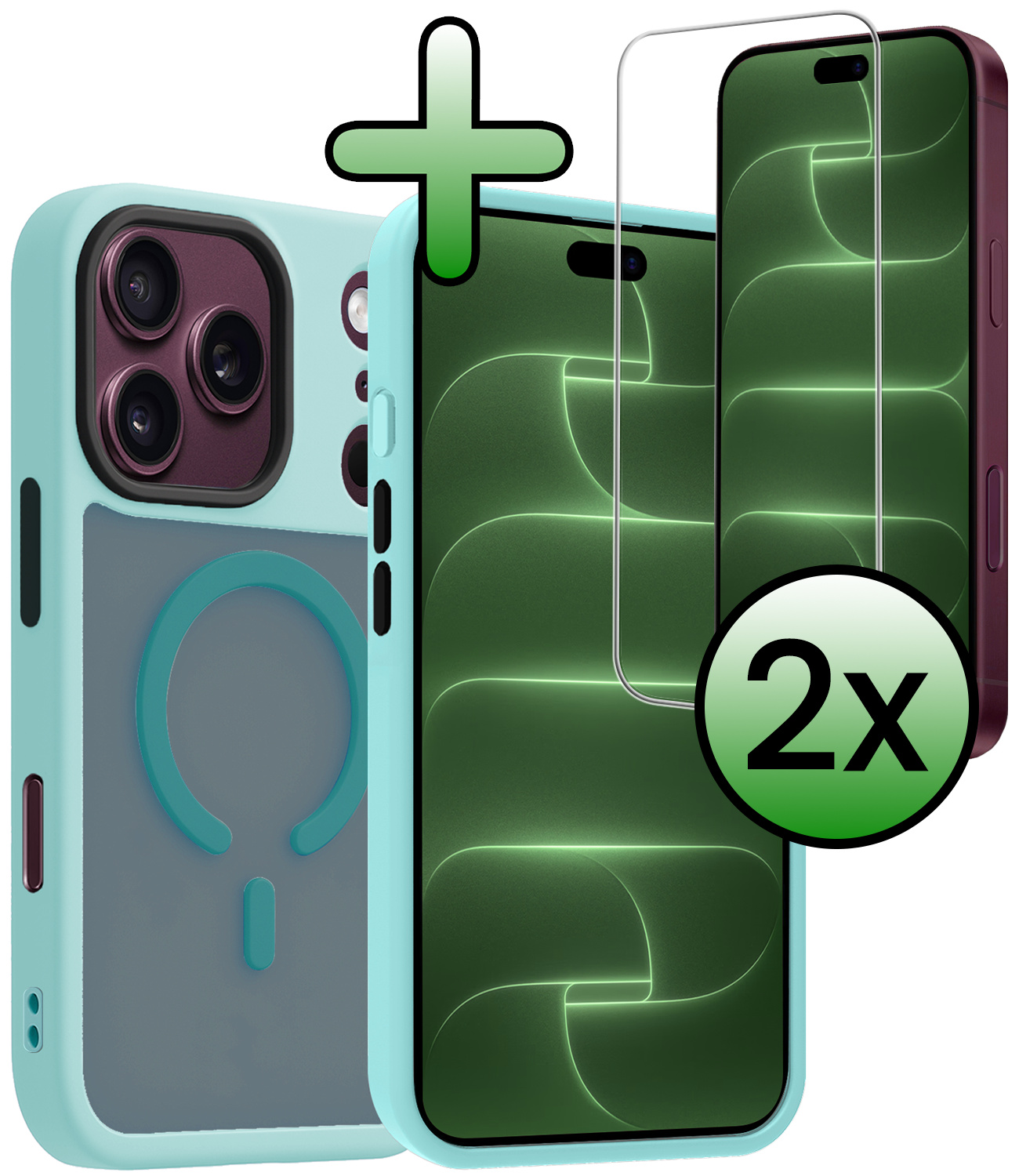 BASEY. BASEY. iPhone 18 Pro Magsafe Hoesje Lichtblauw Met 2x Screenprotector