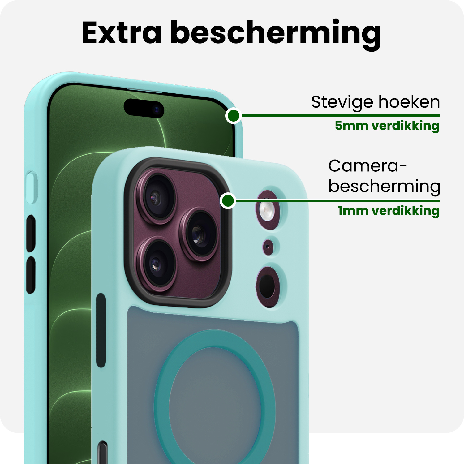 BASEY. BASEY. iPhone 18 Pro Magsafe Hoesje Lichtblauw Met 2x Screenprotector