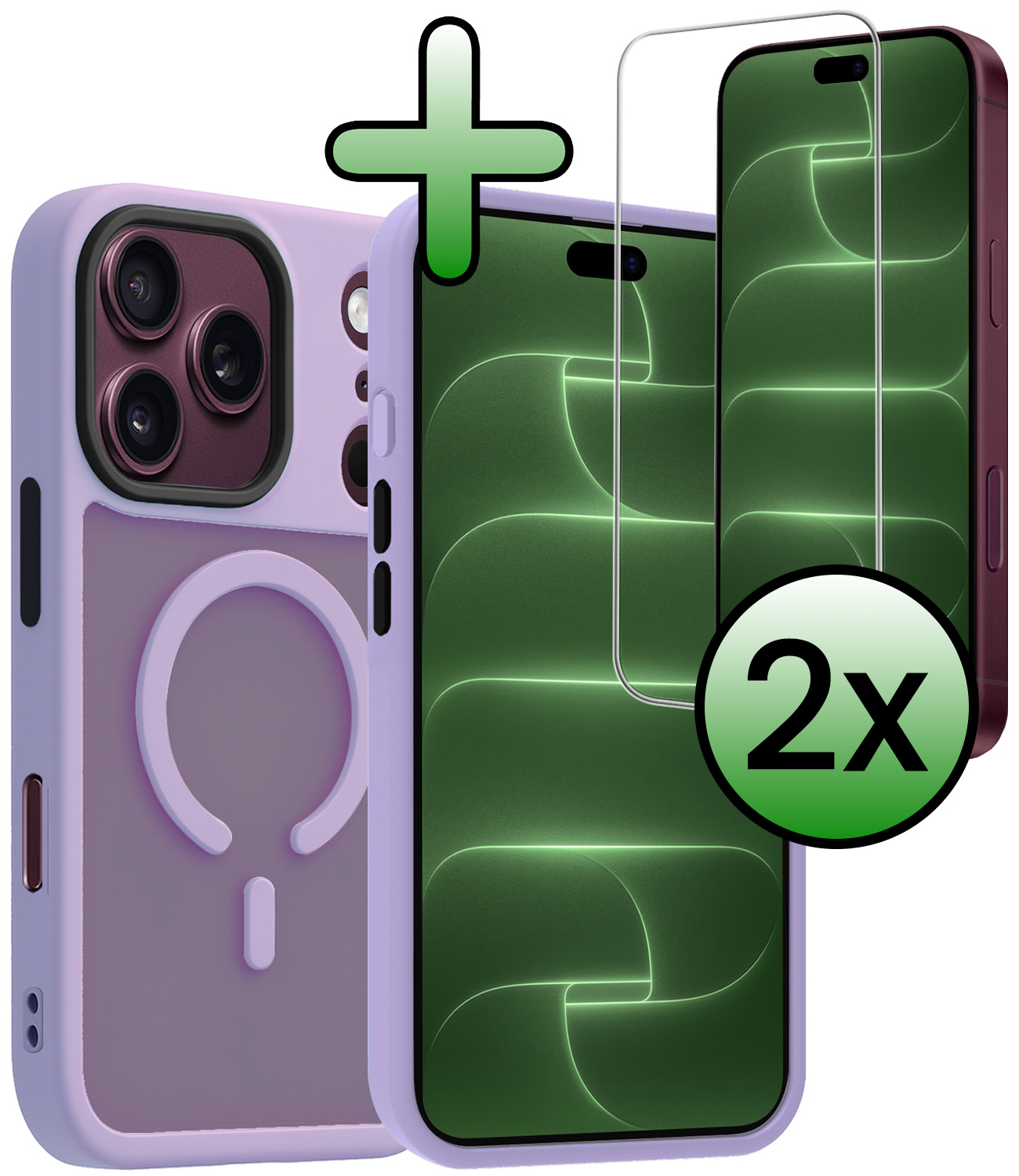 BASEY. BASEY. iPhone 18 Pro Magsafe Hoesje Lila Met 2x Screenprotector