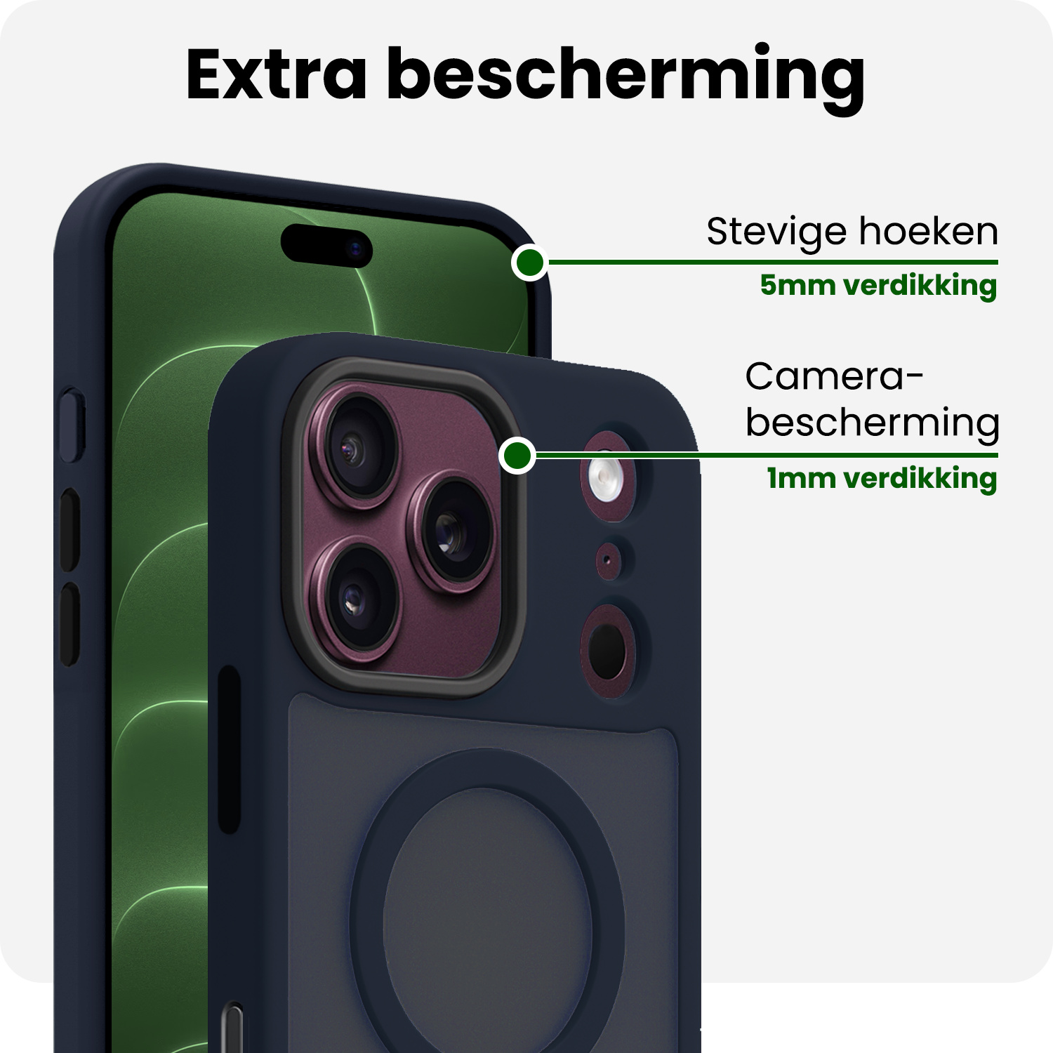BASEY. BASEY. iPhone 18 Pro Max Magsafe Hoesje Donkerblauw Met 2x Screenprotector