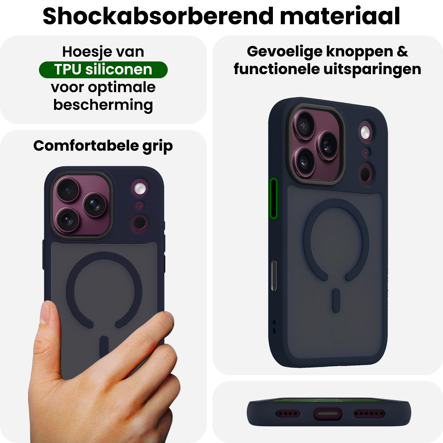 BASEY. BASEY. iPhone 18 Pro Max Magsafe Hoesje Donkerblauw Met 2x Screenprotector