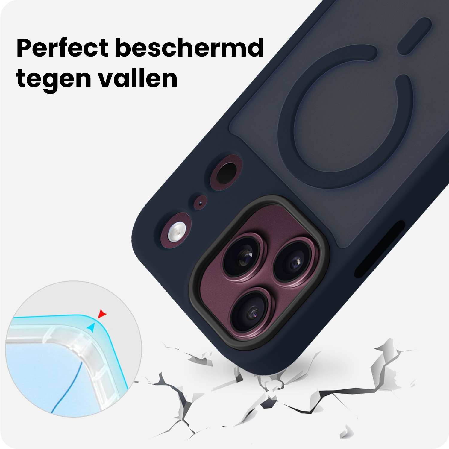 BASEY. BASEY. iPhone 18 Pro Max Magsafe Hoesje Donkerblauw Met 2x Screenprotector