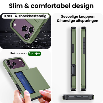 BASEY. BASEY. iPhone 18 Pro Hoesje Pashouder Hard - Donker Groen