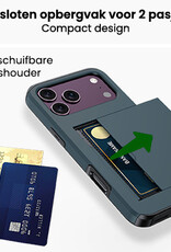 BASEY. BASEY. iPhone 18 Pro Hoesje Pashouder Hard Met Screenprotector - Donker Blauw