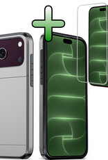 BASEY. BASEY. iPhone 18 Pro Hoesje Pashouder Hard Met Screenprotector - Grijs