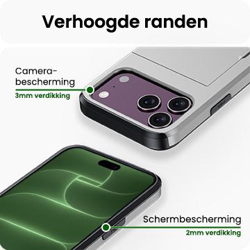 BASEY. BASEY. iPhone 18 Pro Hoesje Pashouder Hard Met Screenprotector - Grijs