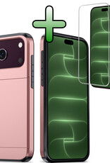 BASEY. BASEY. iPhone 18 Pro Hoesje Pashouder Hard Met Screenprotector - Rose Goud