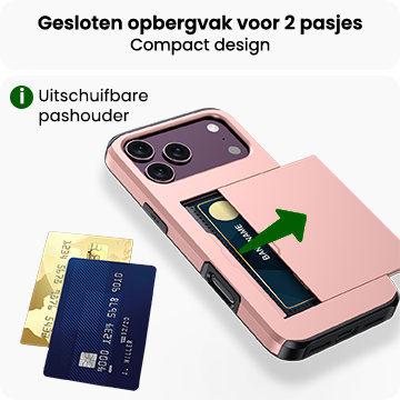BASEY. BASEY. iPhone 18 Pro Hoesje Pashouder Hard Met Screenprotector - Rose Goud