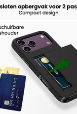 BASEY. BASEY. iPhone 18 Pro Hoesje Pashouder Hard Met Screenprotector - Zwart