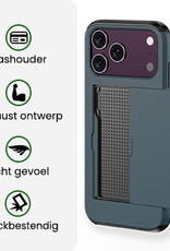 BASEY. BASEY. iPhone 18 Pro Hoesje Pashouder Hard Met 2x Screenprotector - Donker Blauw