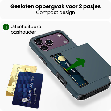 BASEY. BASEY. iPhone 18 Pro Hoesje Pashouder Hard Met 2x Screenprotector - Donker Blauw