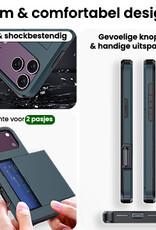 BASEY. BASEY. iPhone 18 Pro Hoesje Pashouder Hard Met 2x Screenprotector - Donker Blauw