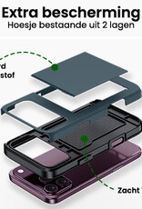 BASEY. BASEY. iPhone 18 Pro Hoesje Pashouder Hard Met 2x Screenprotector - Donker Blauw