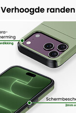 BASEY. BASEY. iPhone 18 Pro Hoesje Pashouder Hard Met 2x Screenprotector - Donker Groen