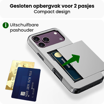 BASEY. BASEY. iPhone 18 Pro Hoesje Pashouder Hard Met 2x Screenprotector - Grijs