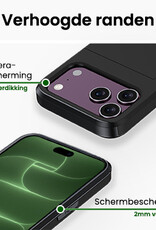 BASEY. BASEY. iPhone 18 Pro Hoesje Pashouder Hard Met 2x Screenprotector - Zwart