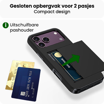 BASEY. BASEY. iPhone 18 Pro Hoesje Pashouder Hard Met 2x Screenprotector - Zwart