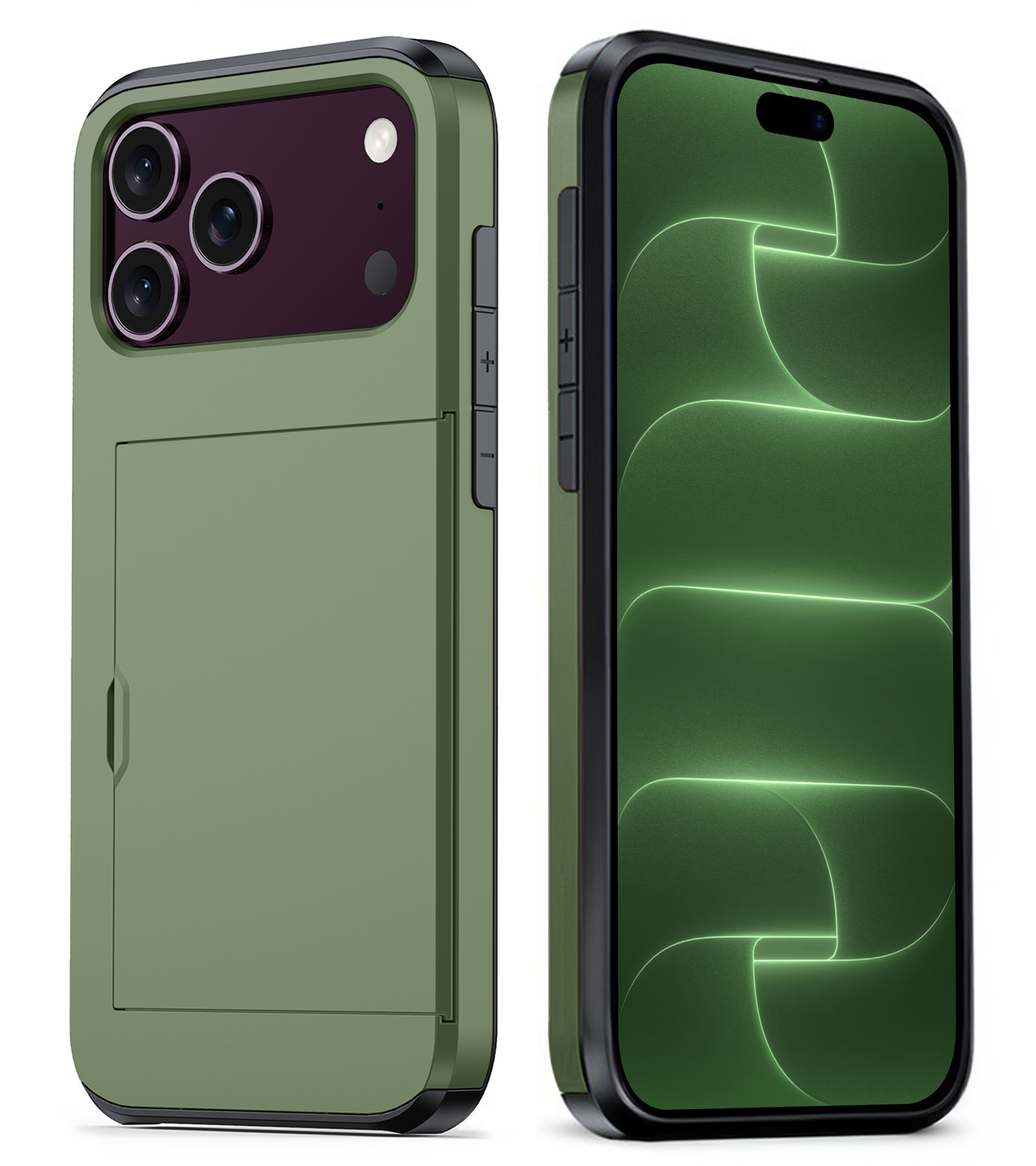 BASEY. BASEY. iPhone 18 Pro Max Hoesje Pashouder Hard - Donker Groen