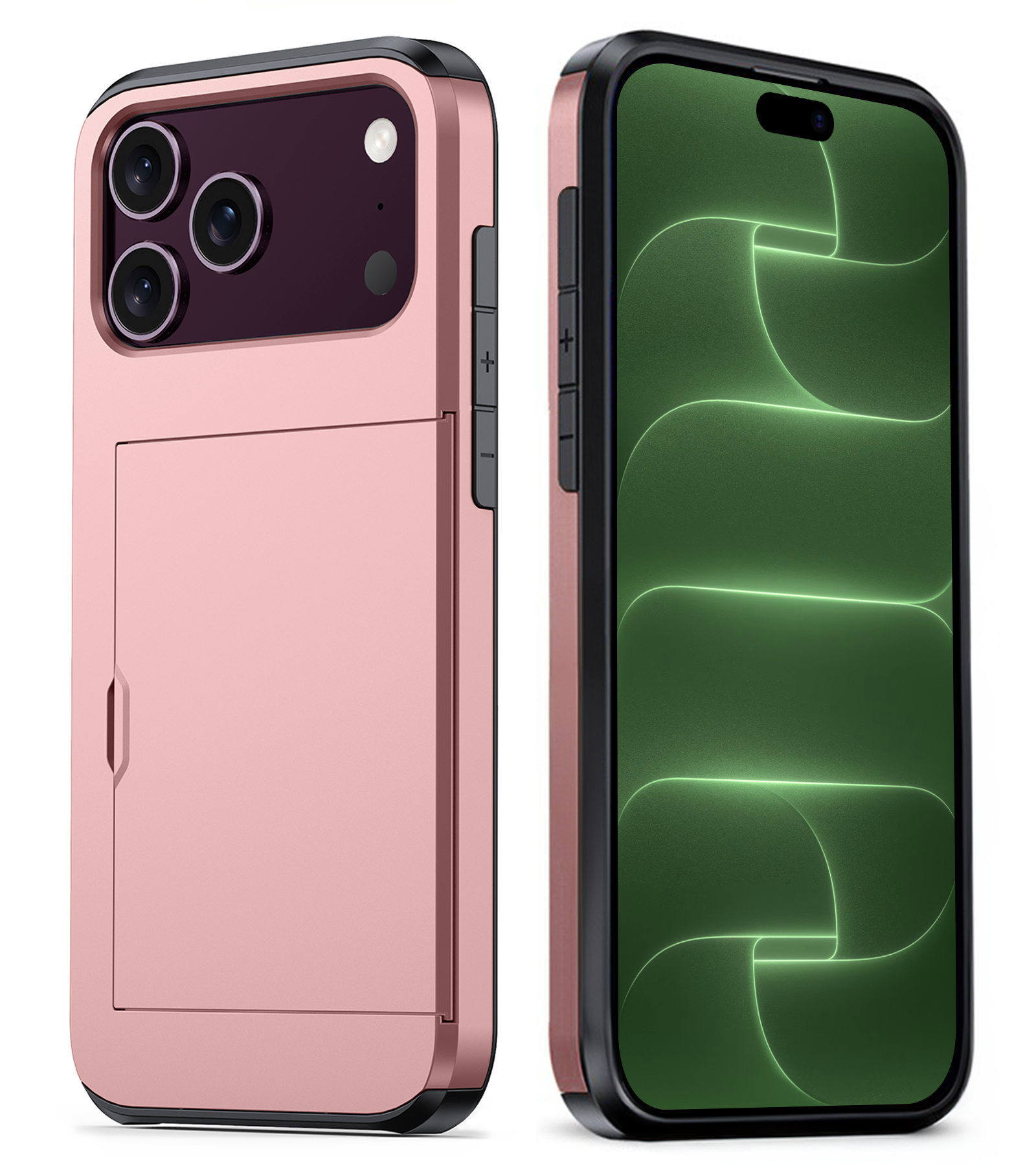 BASEY. BASEY. iPhone 18 Pro Max Hoesje Pashouder Hard - Rose Goud